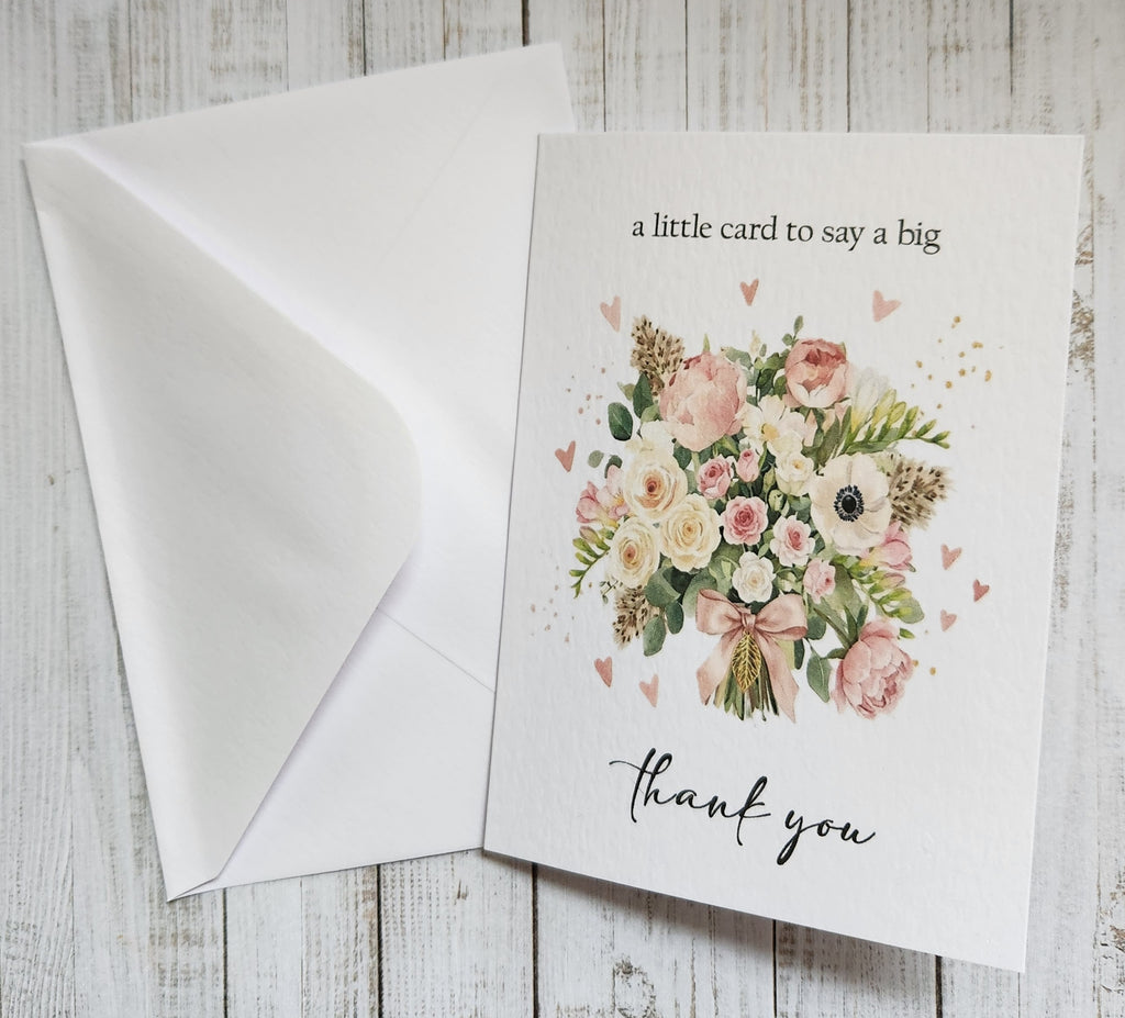 Pack of 5 - A6 Thank you Card - Flowers - 250 gsm Card with Envelope