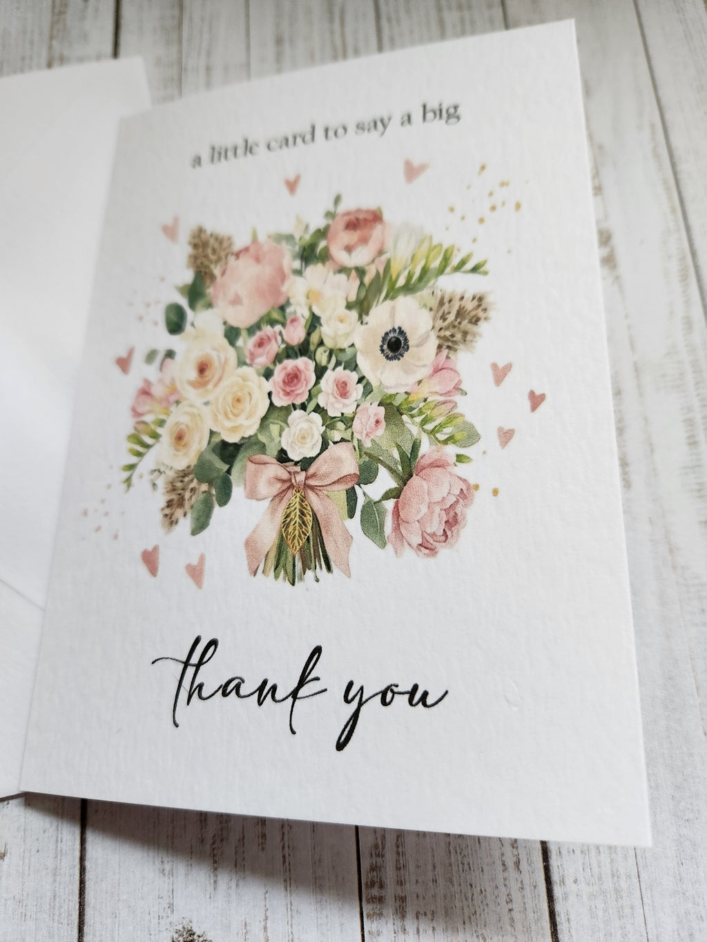 Pack of 5 - A6 Thank you Card - Flowers - 250 gsm Card with Envelope