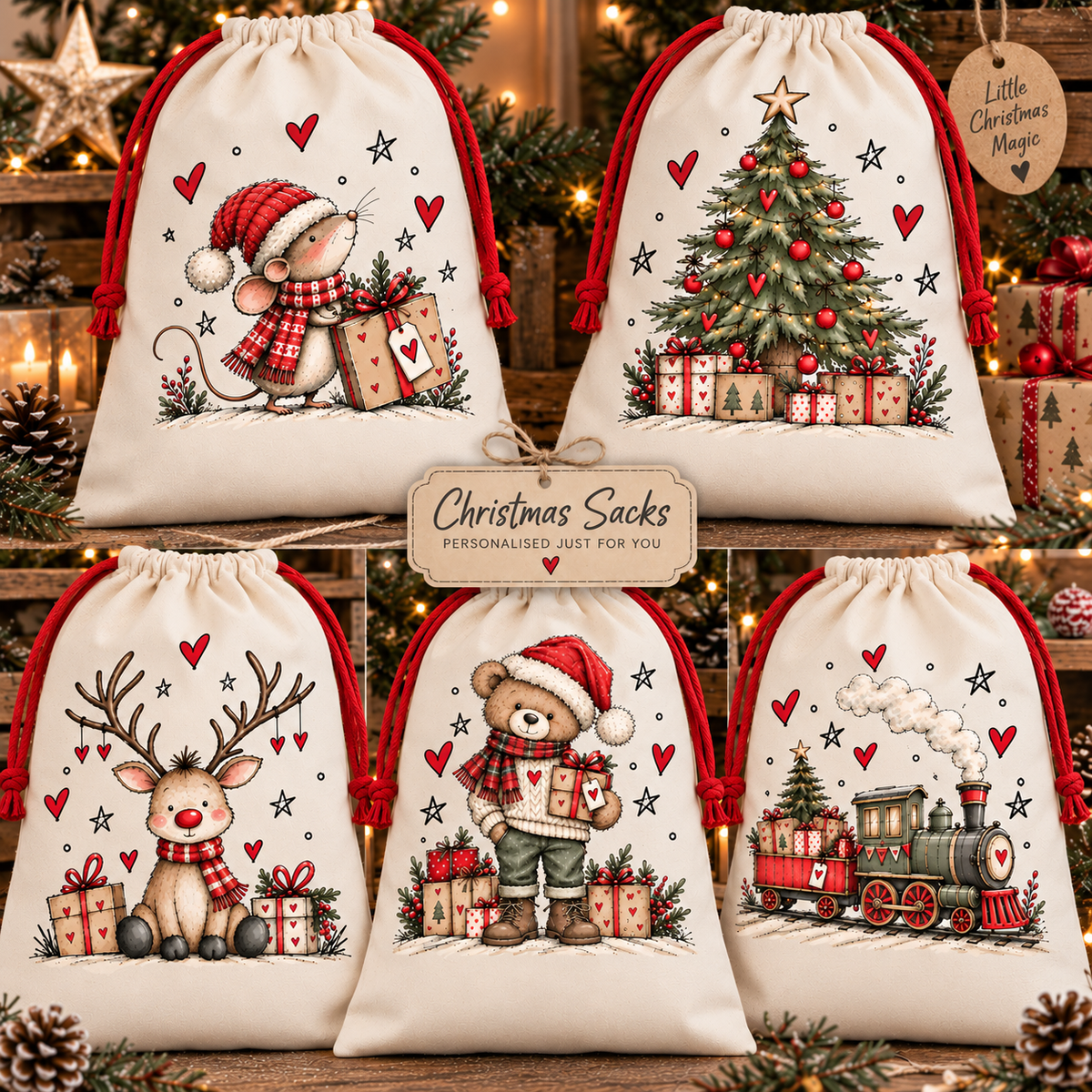 Personalised Christmas Sacks – Choose Your Design