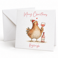 Personalised Chicken Wine Lover Christmas Card