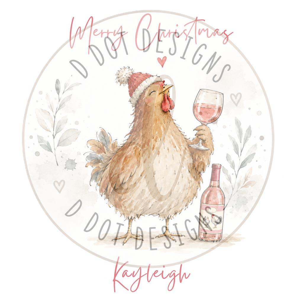 Personalised Chicken Wine Lover Christmas Card