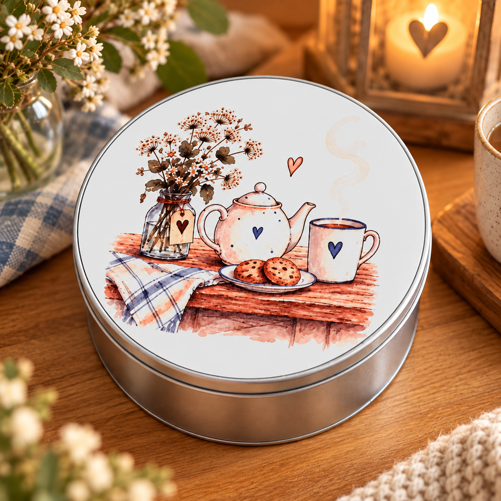 Cosy Home Round Storage Tin – Choice of 4 Designs