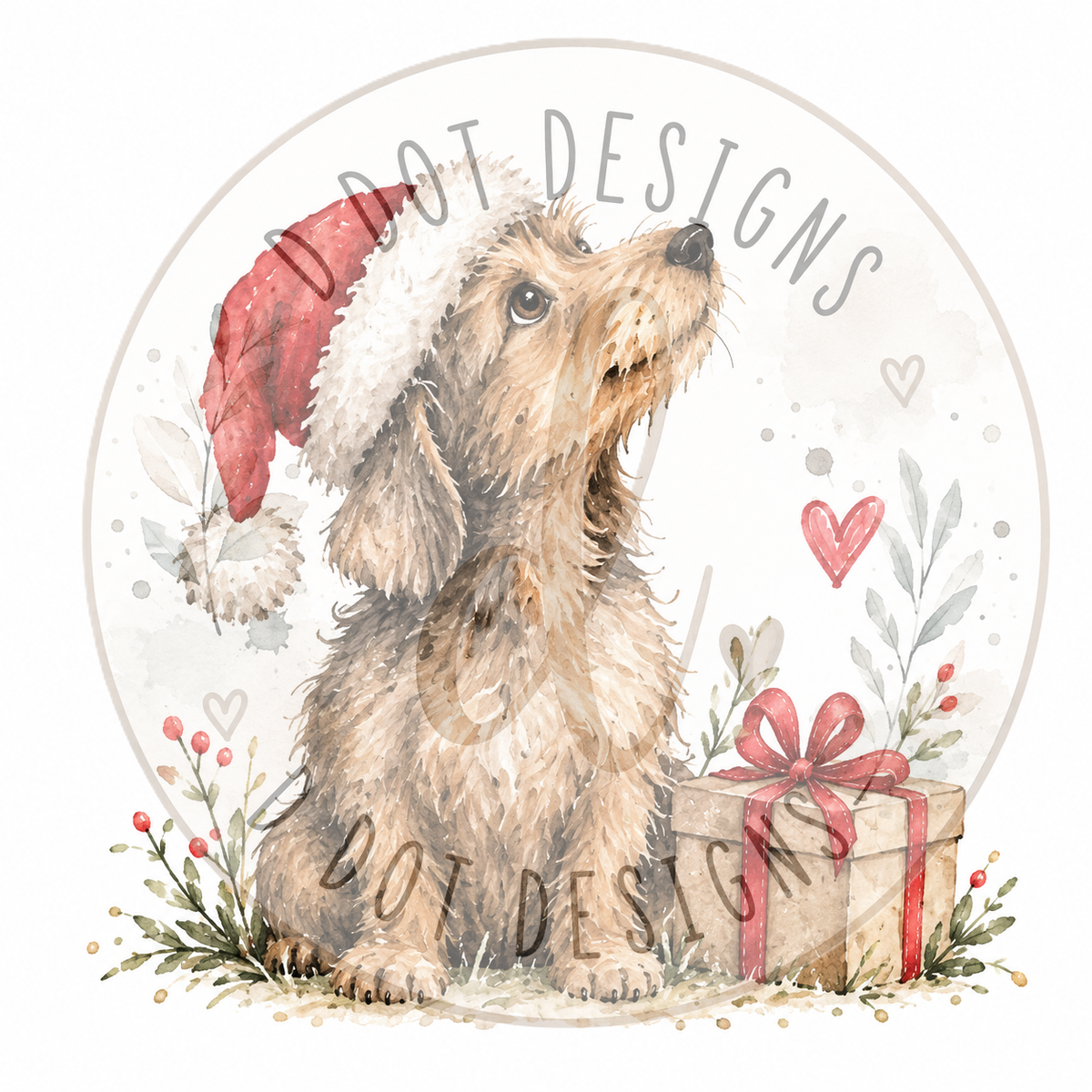 Pack of 4 Cute Dog Christmas Cards | 6x6 Hammered Cards & Envelopes