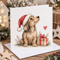 Pack of 4 Cute Dog Christmas Cards | 6x6 Hammered Cards & Envelopes