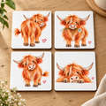 Highland Cow Coasters – Set of 4