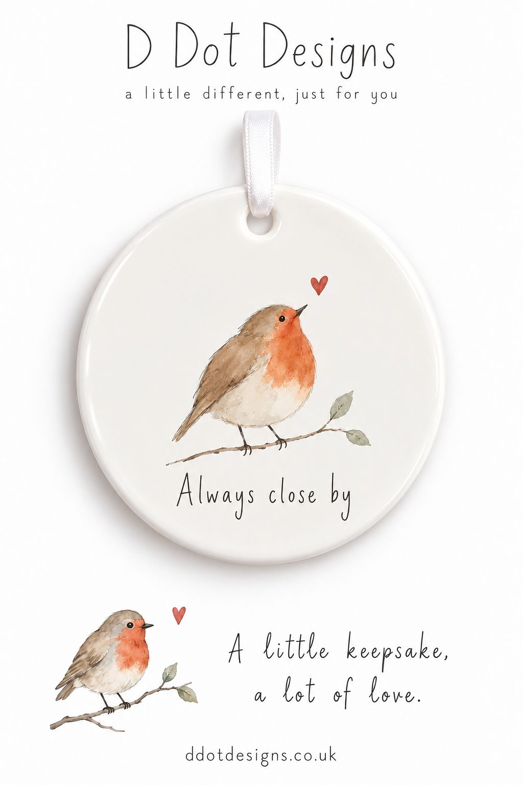 Always Close By – Robin Ceramic Memorial Decoration