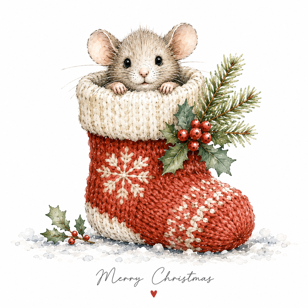 4 Pack of Christmas Cards - Cute Mouse Design
