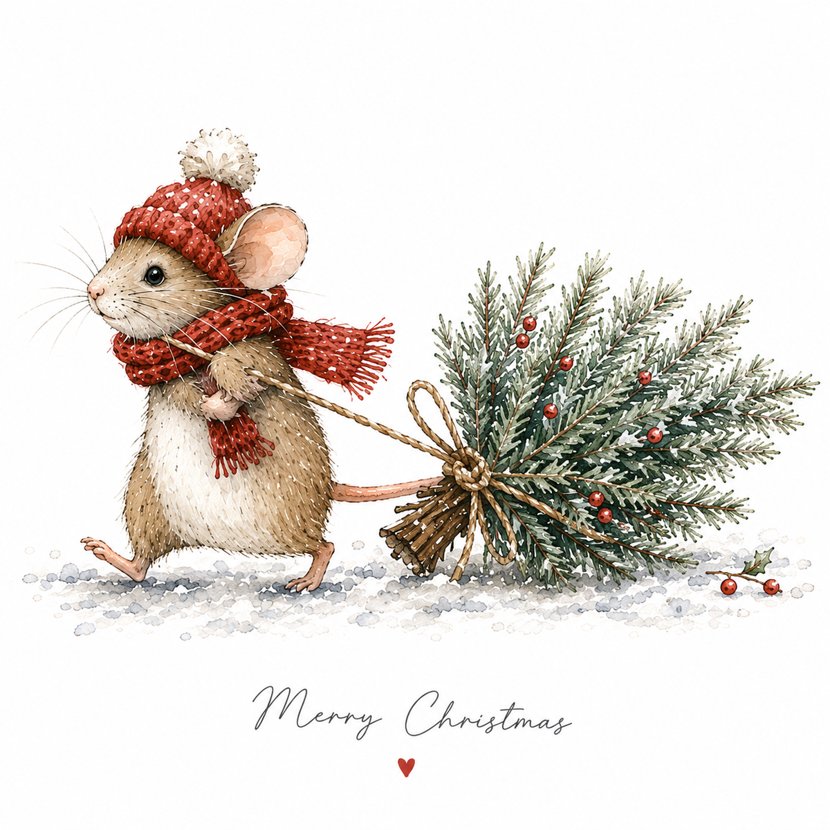 4 Pack of Christmas Cards - Cute Mouse Design