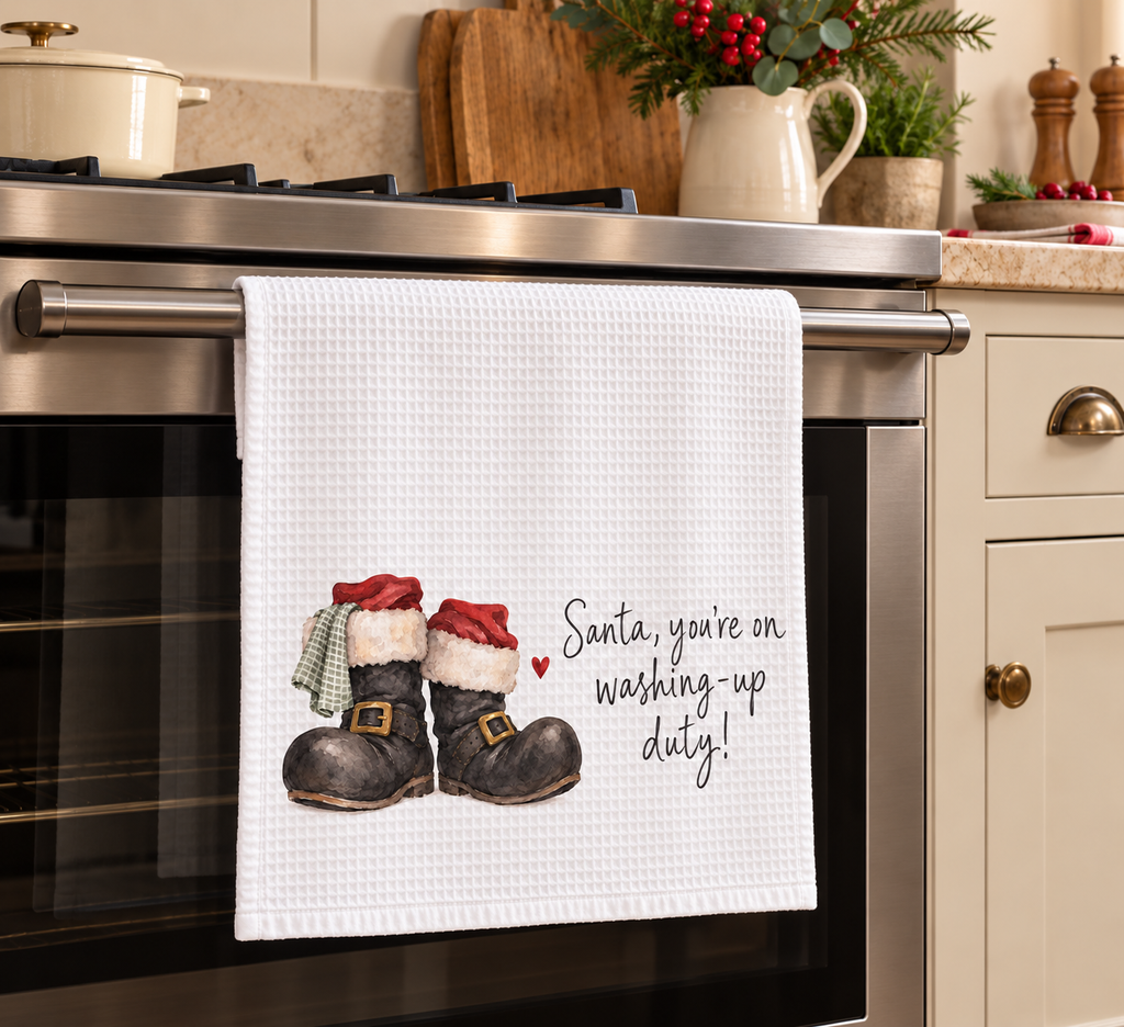 Funny Christmas Waffle Tea Towels – Santa, Elf & Reindeer