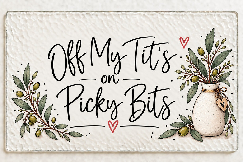 Picky Bits Glass Chopping Board | A4 / A3  Kitchen Gift