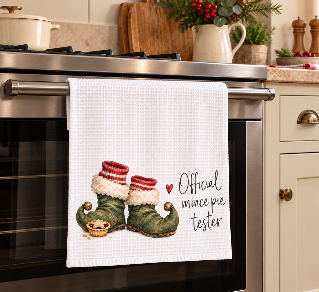 Funny Christmas Waffle Tea Towels – Santa, Elf & Reindeer