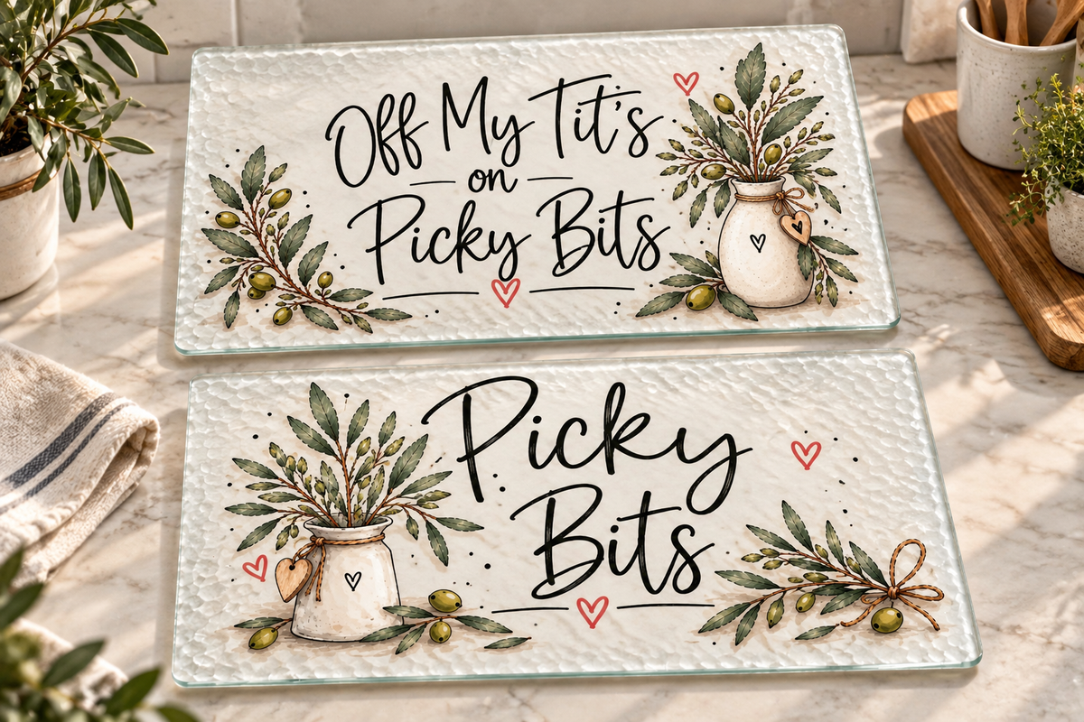 Picky Bits Glass Chopping Board | A4 / A3  Kitchen Gift