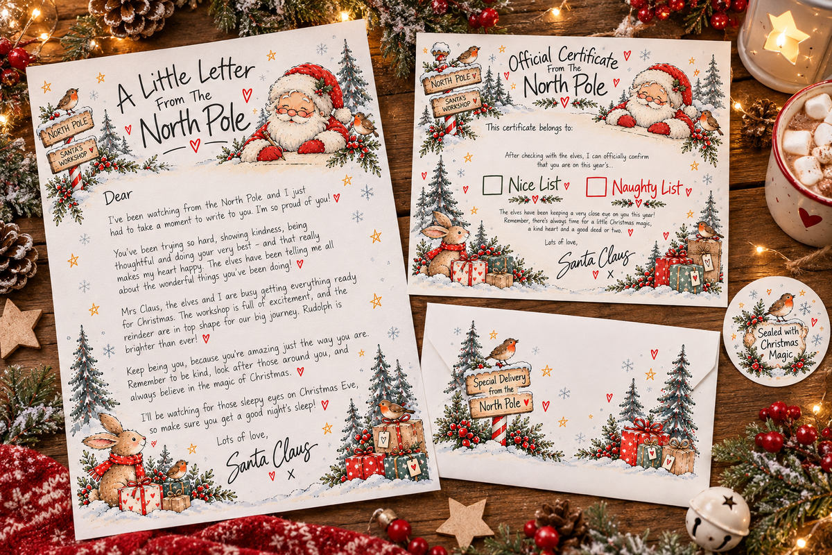 Personalised Letter from Santa & Nice or Naughty List Certificate Set