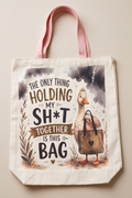 Canvas Tote - Duck Design  Red - Yellow Handle