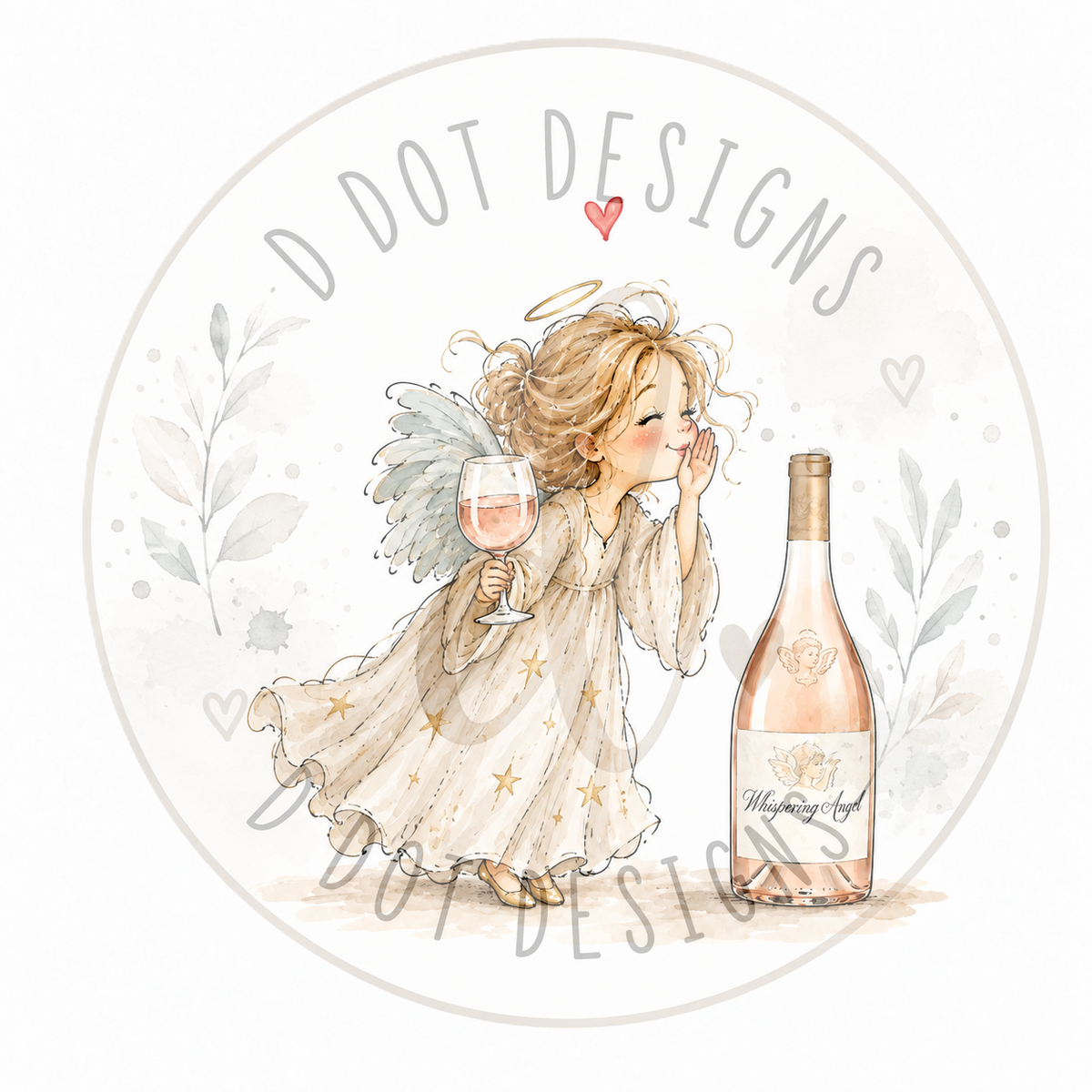 Personalised Whispering Angel Wine Lover Christmas Card