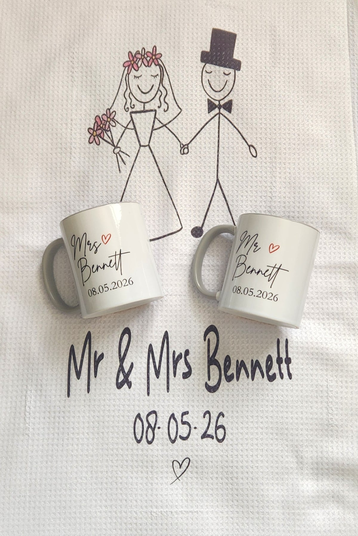Mr & Mrs Matching Mug & Tea Towel Gift Set | Wedding & Anniversary Gift