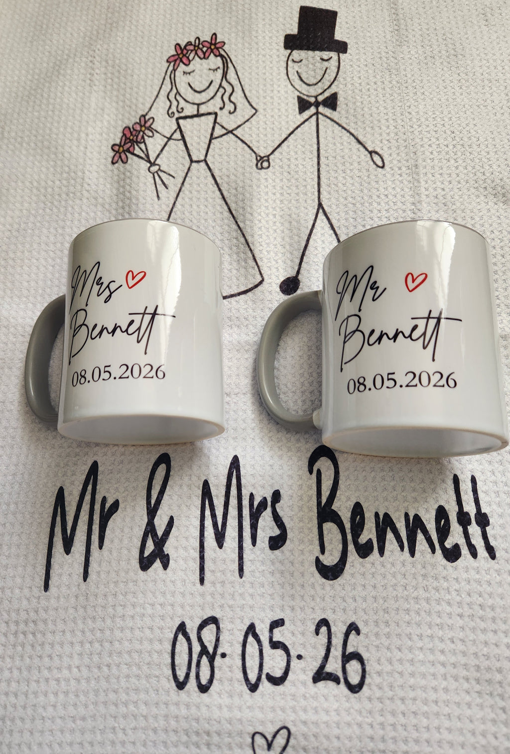 Mr & Mrs Matching Mug & Tea Towel Gift Set | Wedding & Anniversary Gift